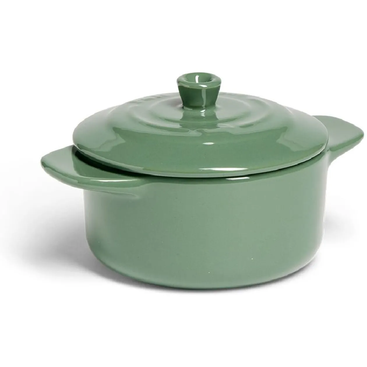 Mini cocotte individuelle en céramique avec couvercle - rouge ou vert
