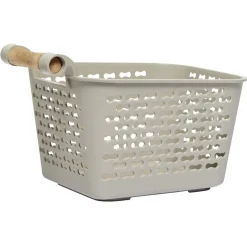 Mini panière en plastique avec poignée bois