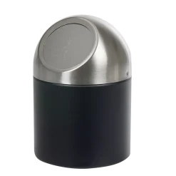 Mini poubelle de salle de bain métal noir gris