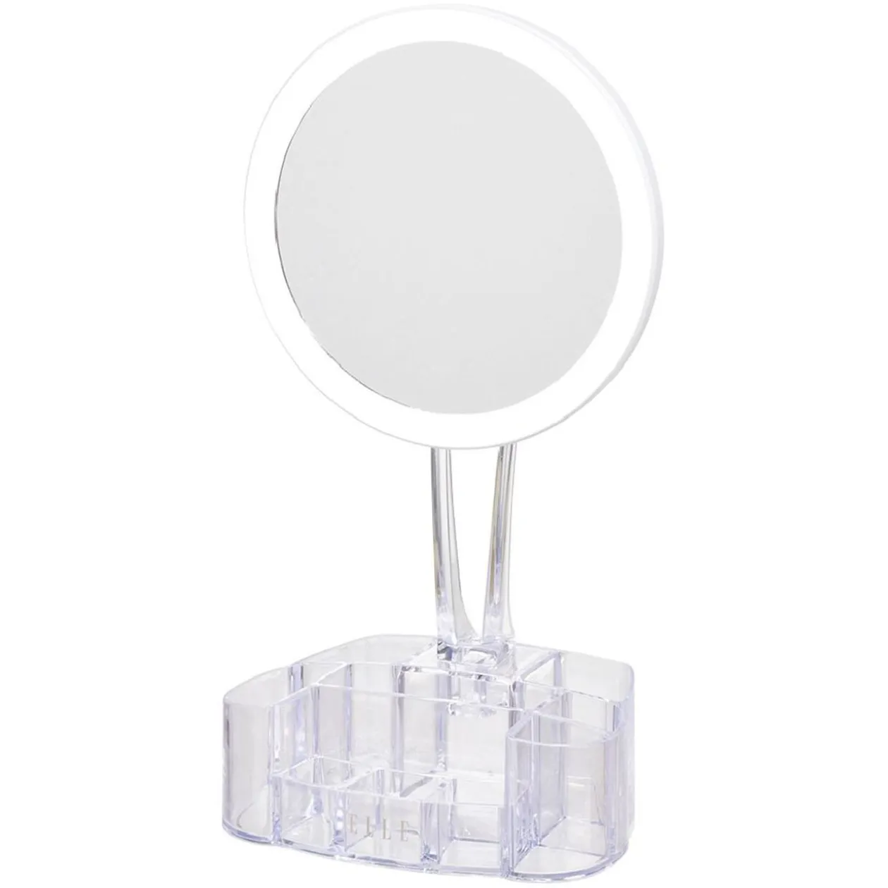 Miroir à LED avec rangement transparent