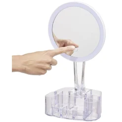 Miroir à LED avec rangement transparent