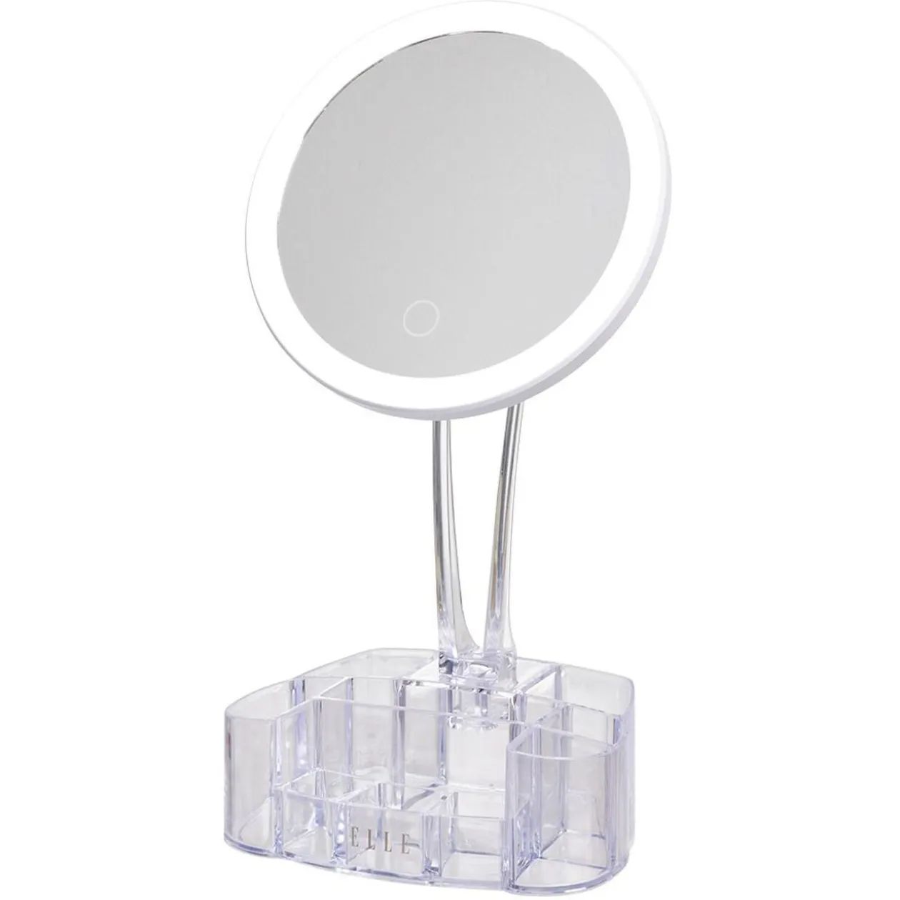 Miroir à LED avec rangement transparent