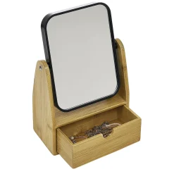 Miroir avec tiroir en bambou