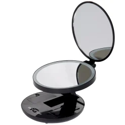 Miroir double rétractablesur pied rond noir LED