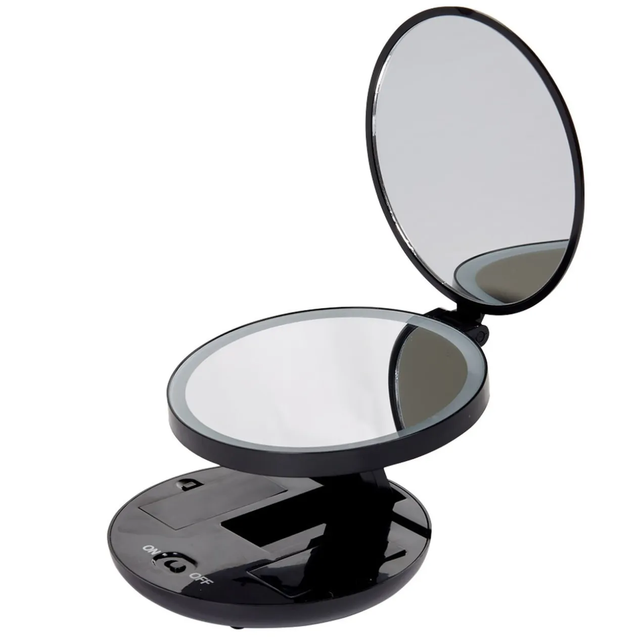 Miroir double rétractablesur pied rond noir LED