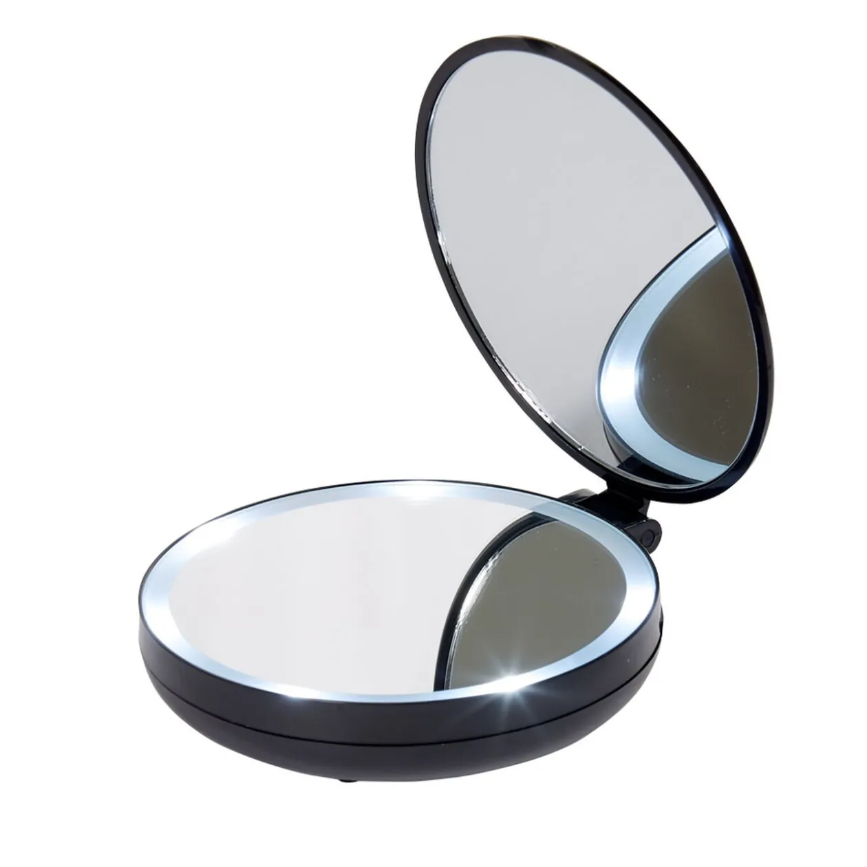 Miroir double rétractablesur pied rond noir LED