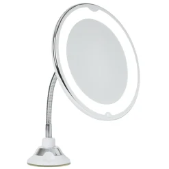 Miroir LED grossissant flexible et pivotant fixation ventouse
