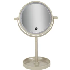 Miroir LED rond sur pied gris