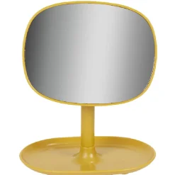 Miroir POP jaune moutarde sur pied repose bijoux