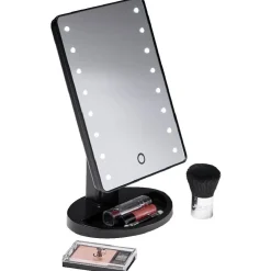 Miroir tactile et rotatif à variateur de lumière 16 LED