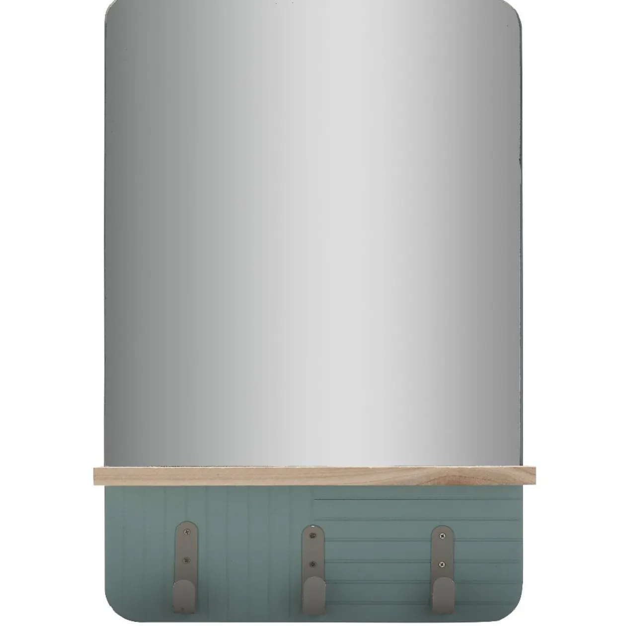 Miroir étagère bois naturel 3 patères vert clair