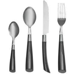 Ménagère 24 pièces avec support noir blanc