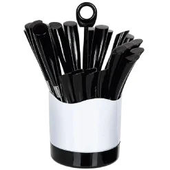 Ménagère 24 pièces avec support noir blanc