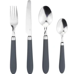 Ménagère 24 pièces inox manche antidérapant soft touch gris