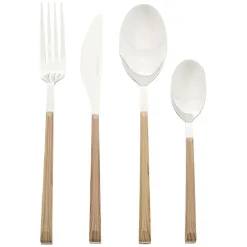 Ménagère 16 pièces manche imitation bois pour 4 personnes