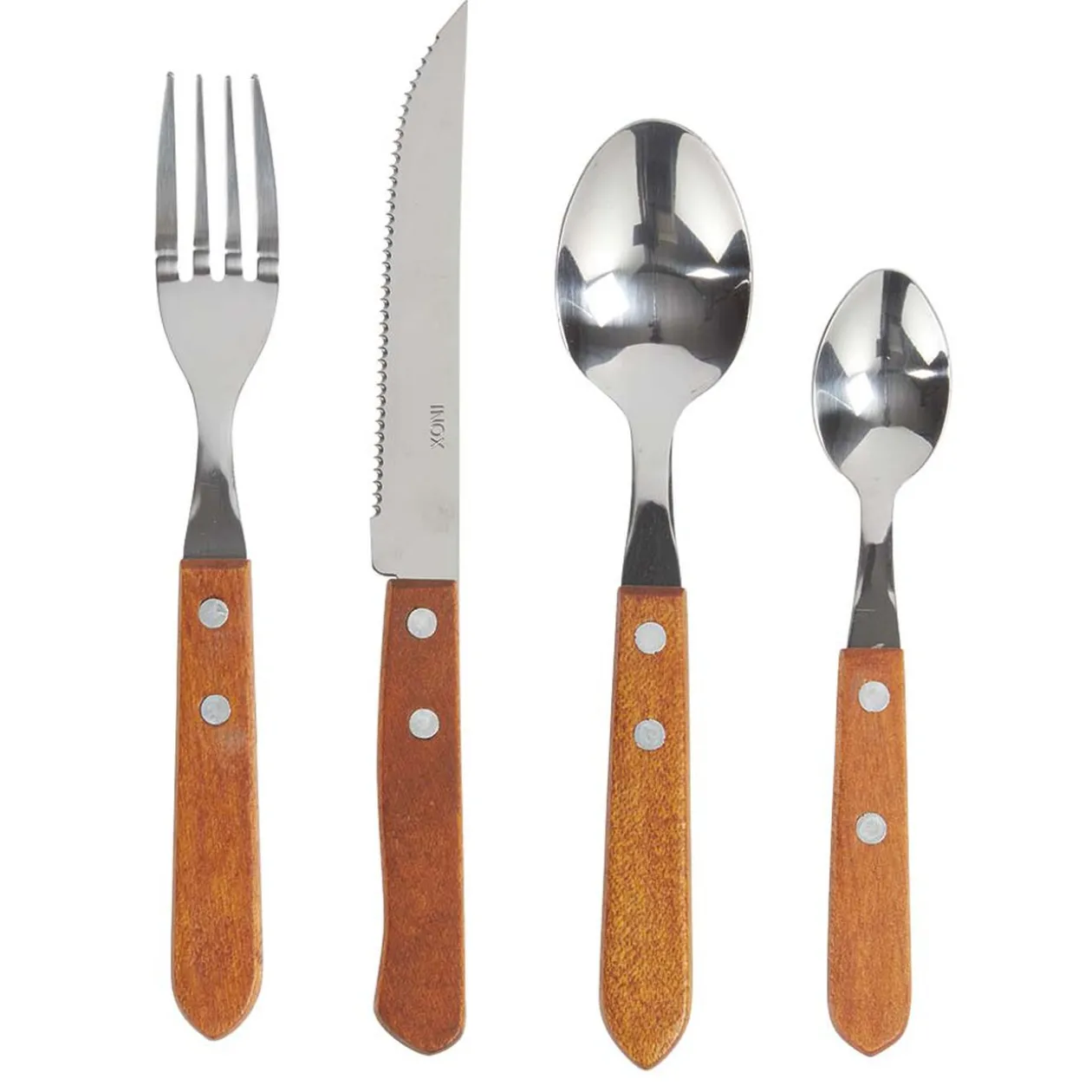 Ménagère traditionnelle bambou et inox 24 pièces