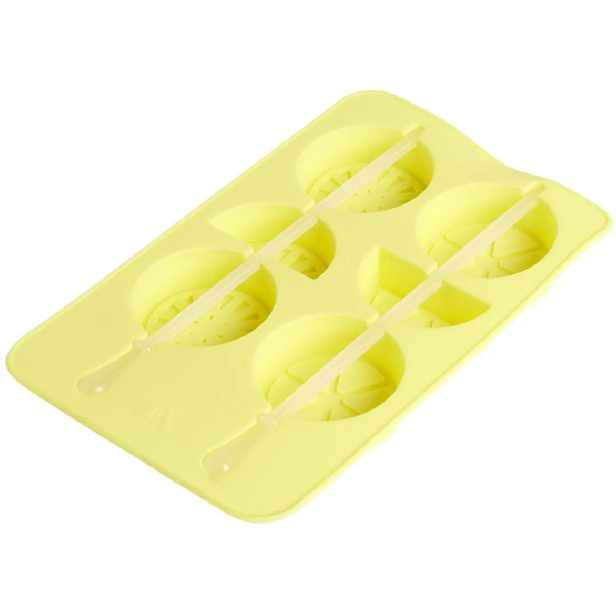 Moule à glaçon brochette forme citron-silicone jaune 18,3x11,4xH1,5cm