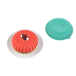 Moule rond strié 3D silicone vert