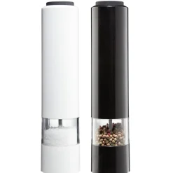 Moulin électrique sel poivre noir et blanc x2