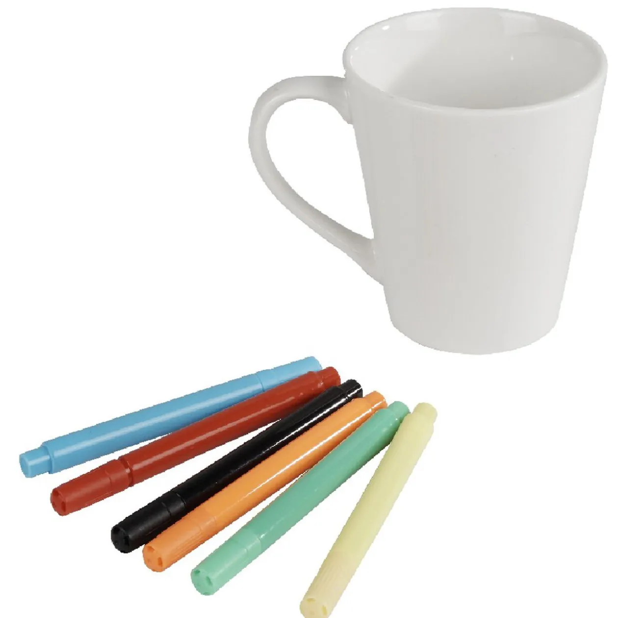 Mug blanc à personnaliser + 6 feutres