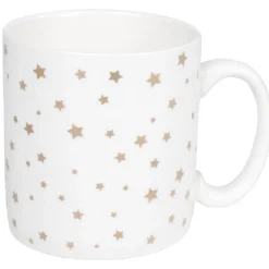 Mug blanc motifs étoiles dorées