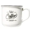 Mug café en porcelaine effet email blanc bord noir Coffee shop 33cl H8,5cm