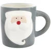 Mug de Noël gris motif relief père Noël blanc 37 cl
