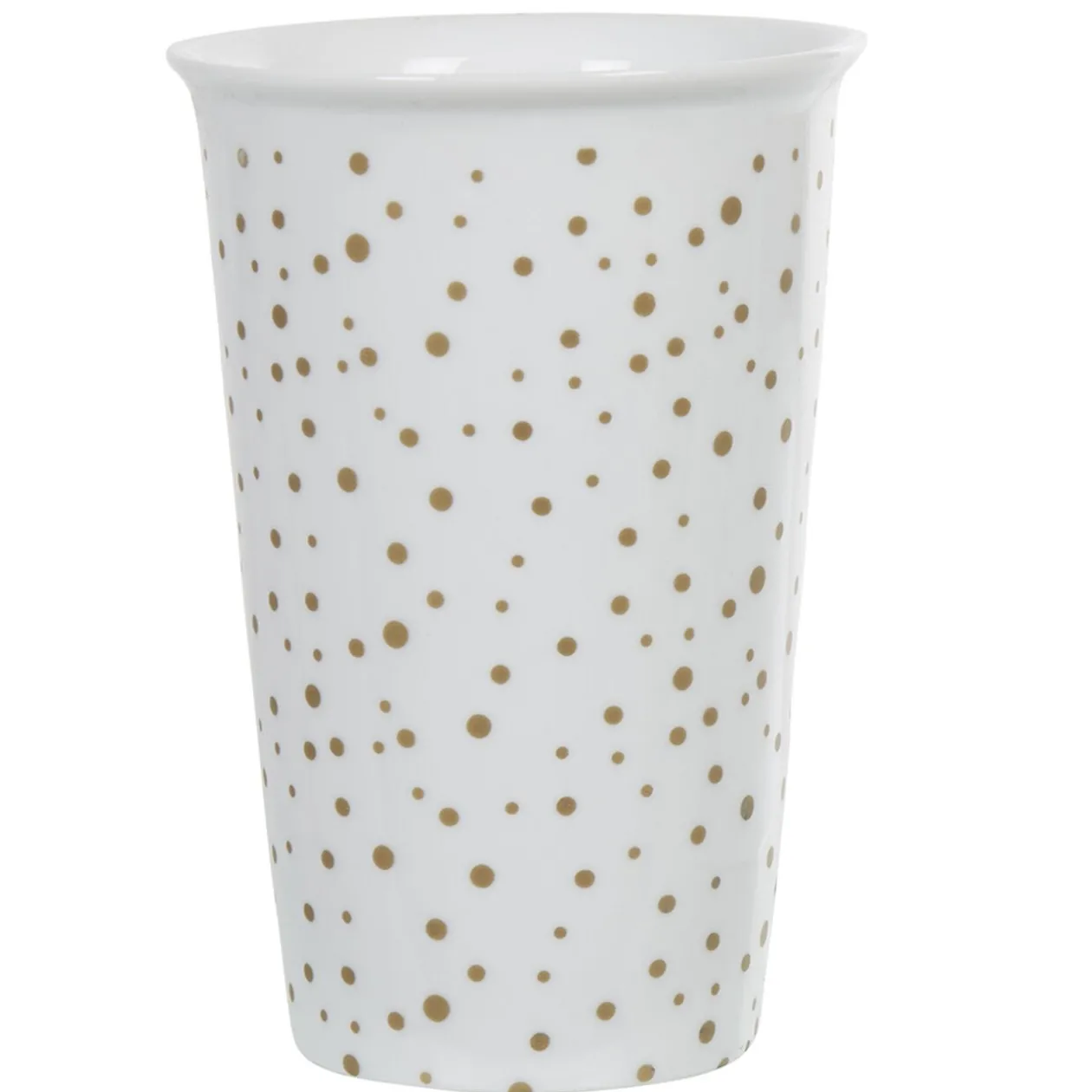 Mug de transport blanc pois doré avec couvercle