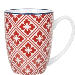 Mug design carreaux de ciment rouge blanc