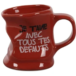 Mug déformé avec message humoristique en céramique