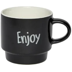 Mug en faïence avec support en métal x4
