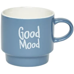 Mug en faïence avec support en métal x4