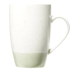 Mug en faïence blanc chiné et vert 500ml H15,5cm