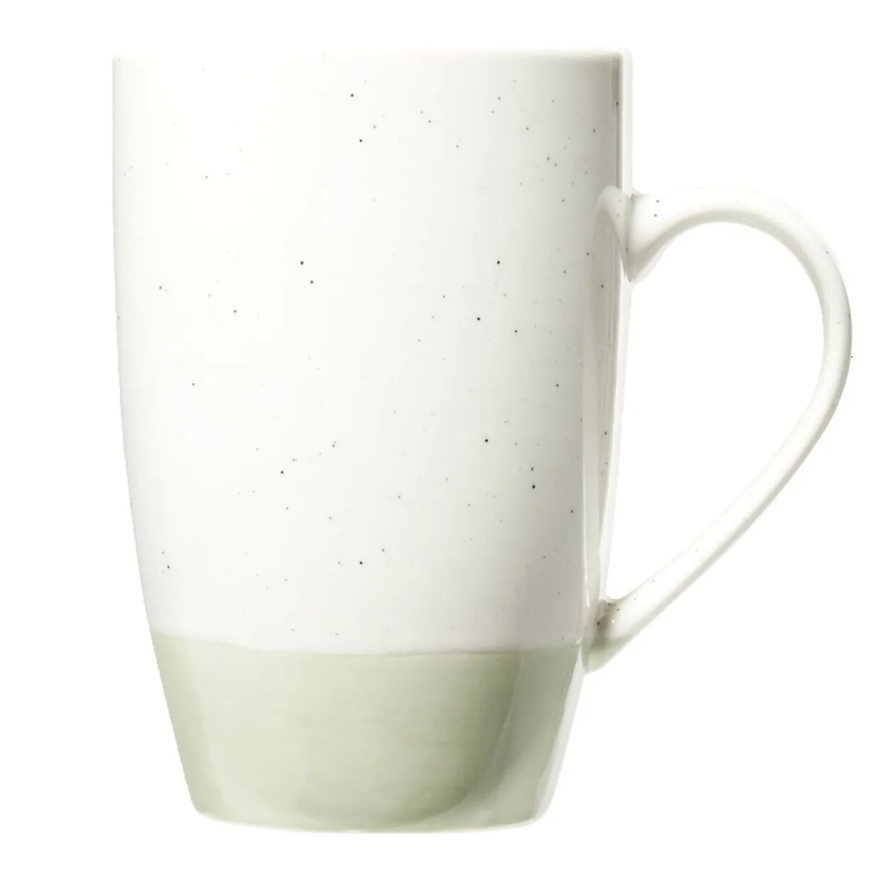 Mug en faïence blanc chiné et vert 500ml H15,5cm