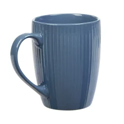 Mug en porcelaine 35 cl bleu avec rainures verticales en relief