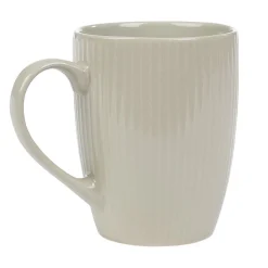 Mug en porcelaine 35 cl uni lin avec rainures verticales en relief