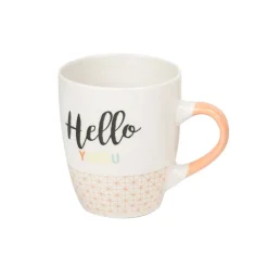 Mug en porcelaine orange avec inscription "Hello You" 33 cl