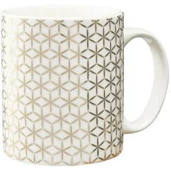 Mug imprimé géométrique doré et blanc