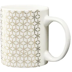 Mug imprimé géométrique doré et blanc