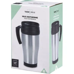 Mug isotherme 400ml gris noir