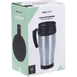 Mug isotherme 400ml gris noir