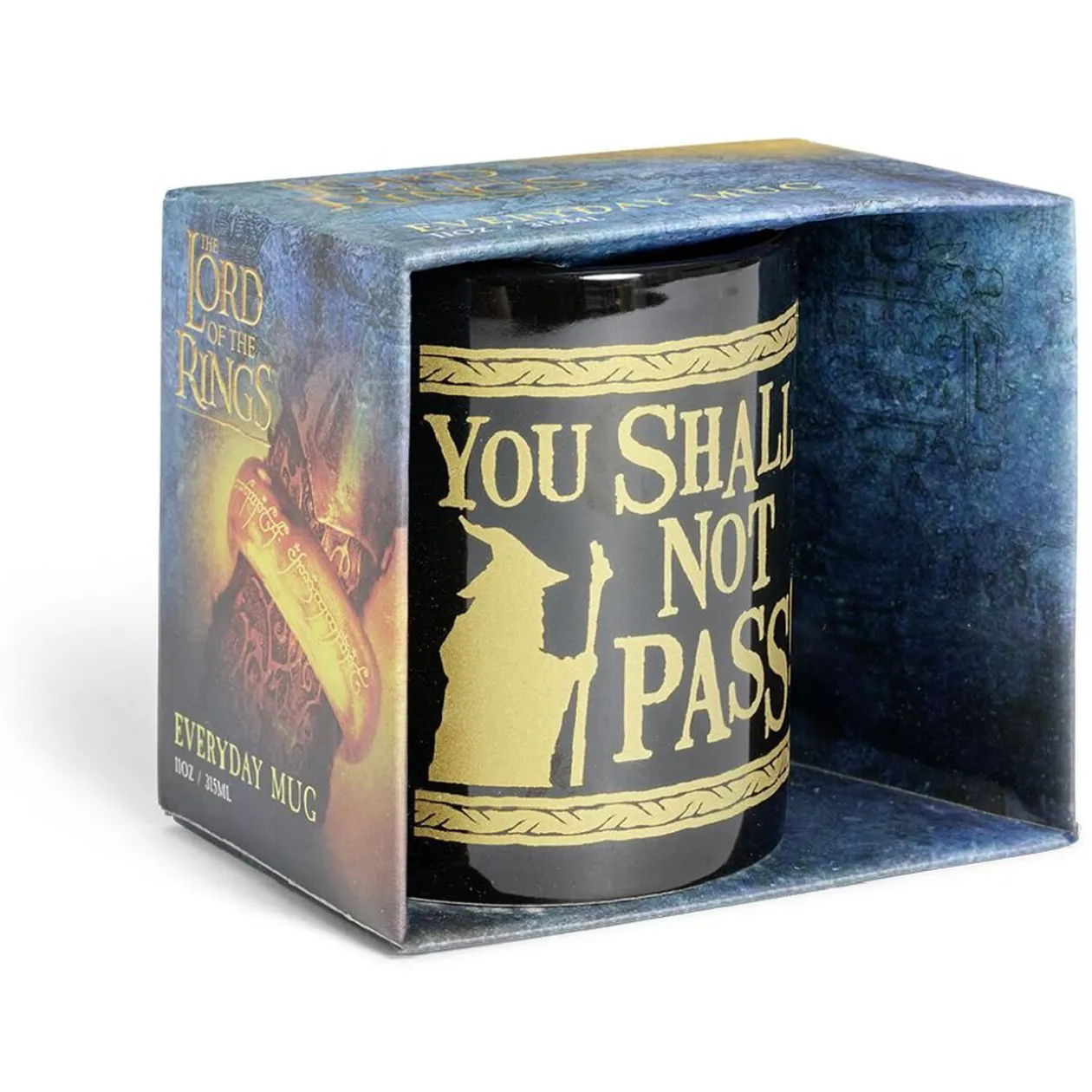 Mug Le Seigneur des Anneaux Vous ne passerez pas noir et doré 315ml