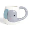 Mug éléphant dolomite blanc et gris Ø10xH10cm