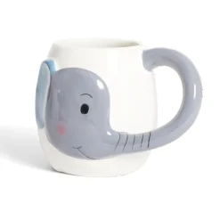 Mug éléphant dolomite blanc et gris Ø10xH10cm