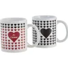 Mug thermoréactif coeur noir et rouge en grès x2