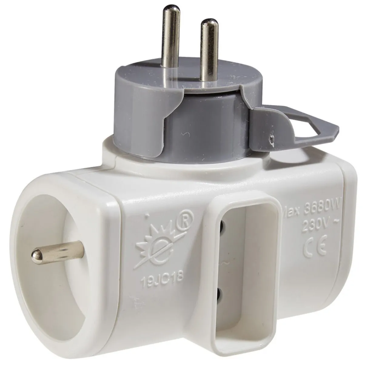 Multiprise rotative 180° triplite blanche