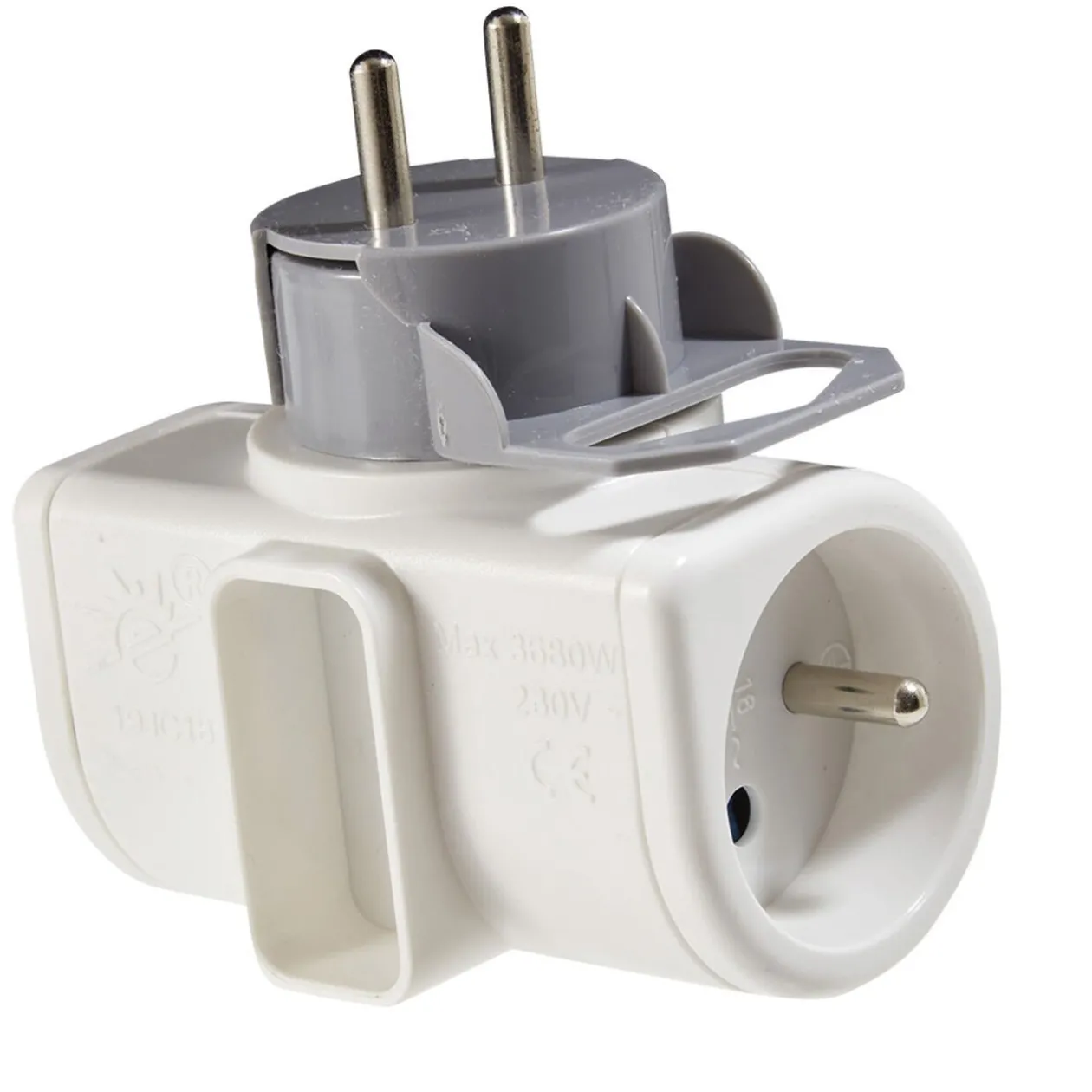 Multiprise rotative 180° triplite blanche