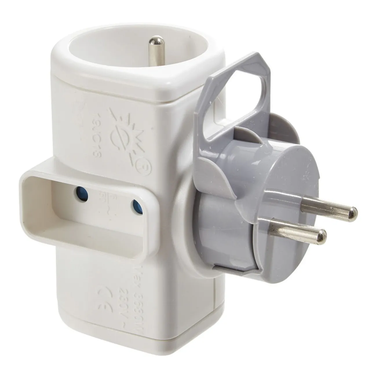 Multiprise rotative 180° triplite blanche