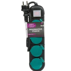 Multiprise étanche 4 prises noir et vert