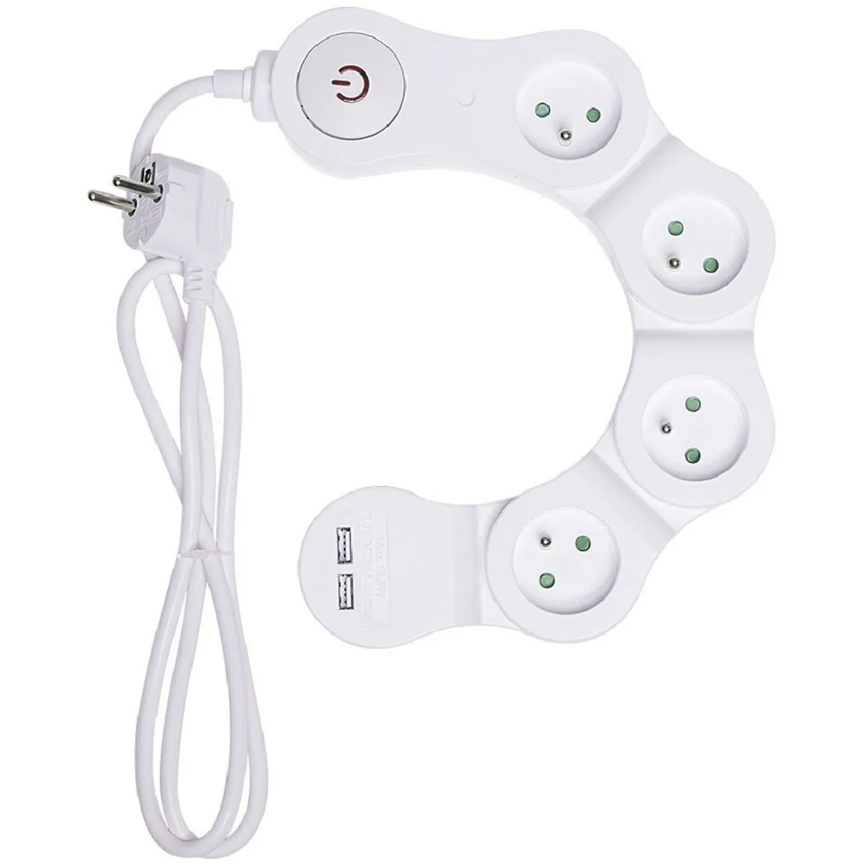 Multiprise 4x16A et 2 usb blanc